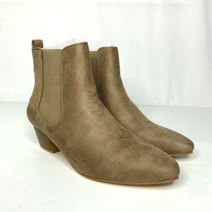 Mackin J Womens Slip On Ankle Boots Taupe Tan Faux Leather Booties